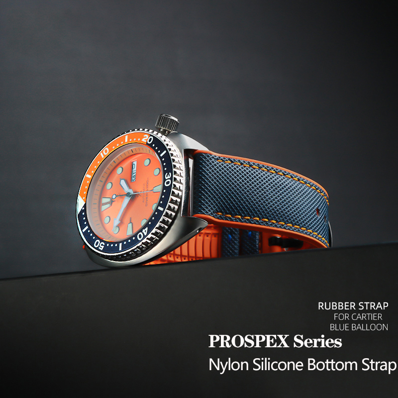 Seiko Watch Prospex - Correa de nailon y silicona para