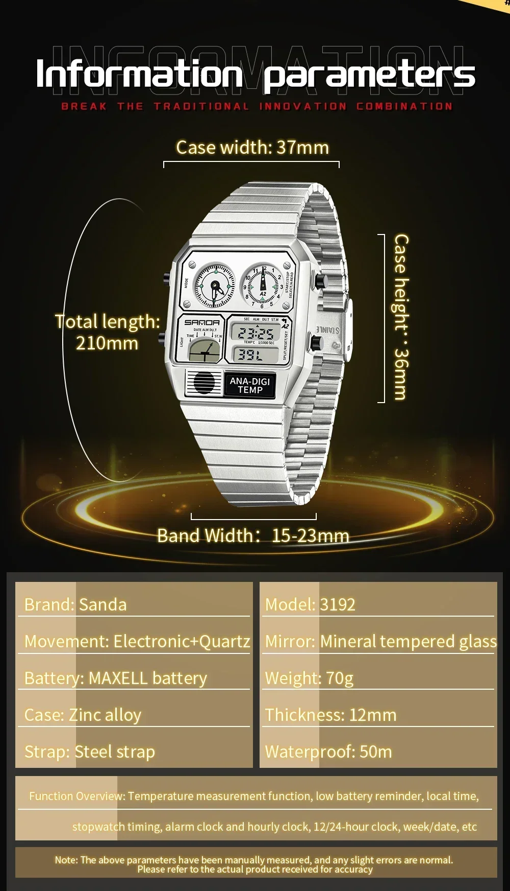 Reloj SANDA 3192 de Moda Unise - Minute Repeater Watch reseña y precio
