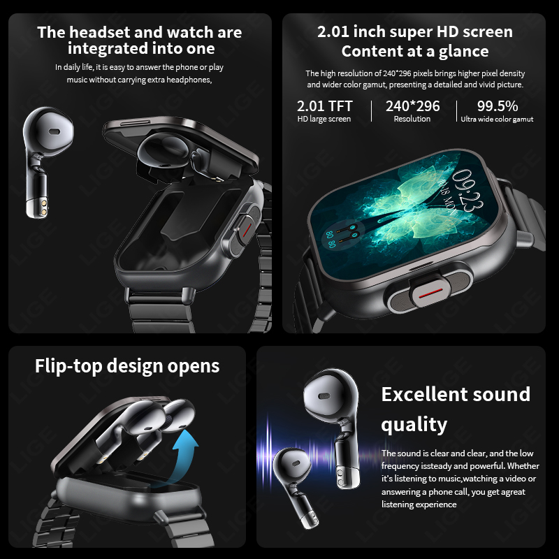 Reloj inteligente TWS 2 en 1 c - Luxury Watch Korea reseña y precio
